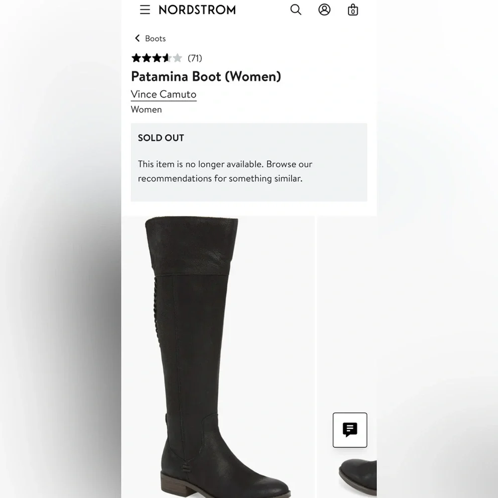 Vince Camuto Patamina Knee High Riding Boots Black Leather Side Zip Wmn's 9M